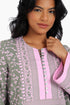 Long kaftan printed dress with pockets
